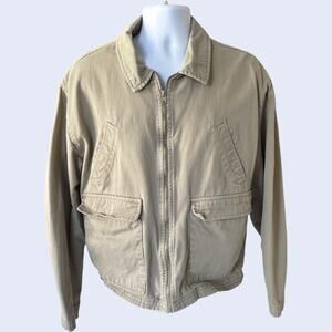 ASOS Design Canvas Bomber Jacket Small Tan Khaki Zip Up